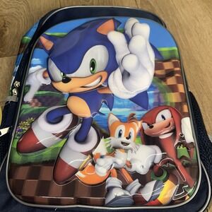 Sonic The Hedgehog‎ Boys 17" Let's Roll Backpack Tails Knuckles Keychain 3D NEW